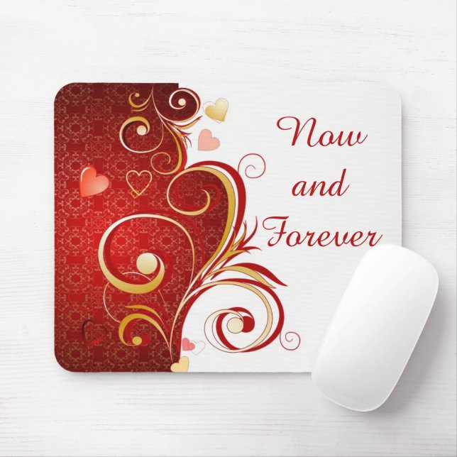 Now and Forever Romantic Quote Hearts Mouse Pad (With Mouse)