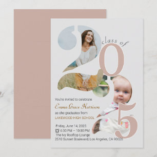 Now and Then Class of 2025 Personalized Graduation Invitation