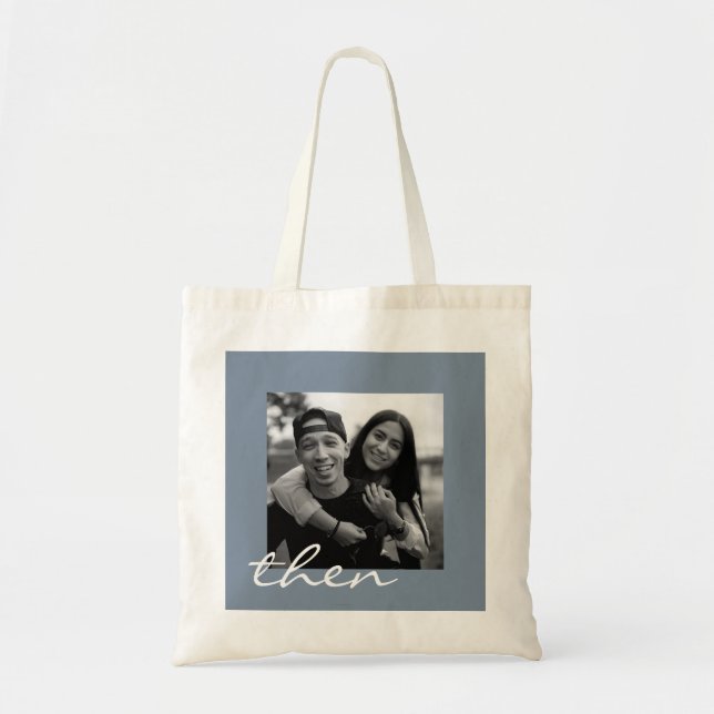 Now and Then Love Story Photo Tote Bag (Front)