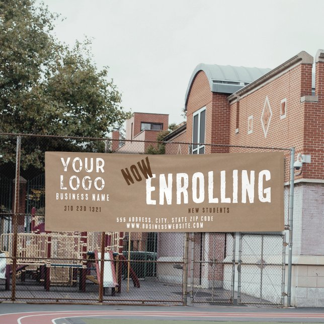 Now Enrolling Rustic Charm Kraft Paper School Banner (Creator Uploaded)