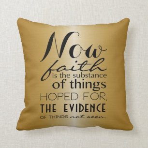Now Faith Bible Verse Hebrew 11:1 Typography Throw Pillow