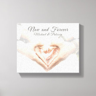 "Now & Forever" Couple Names Elegant Photo text Canvas Print