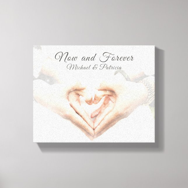 "Now & Forever" Couple Names Elegant Photo text Canvas Print (Front)