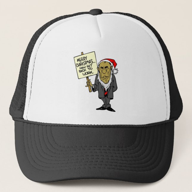 Now Get Back To Work Christmas Boss Trucker Hat (Front)