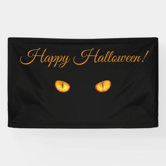 Now He Sees you Black Cat Add Text Banner (Horizontal)