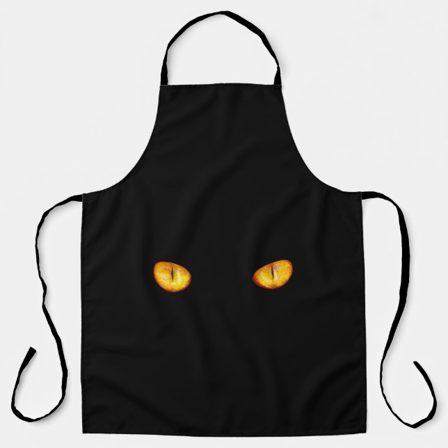 Now He Sees you Black Cat Apron (Front)
