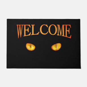 Now He Sees you Black Cat Doormat