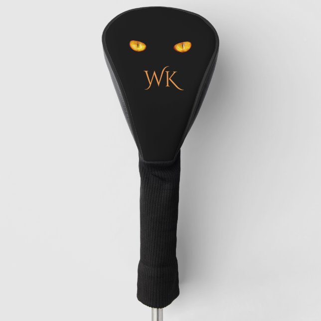 Now He Sees you Black Cat Initial Golf Head Cover (Front)