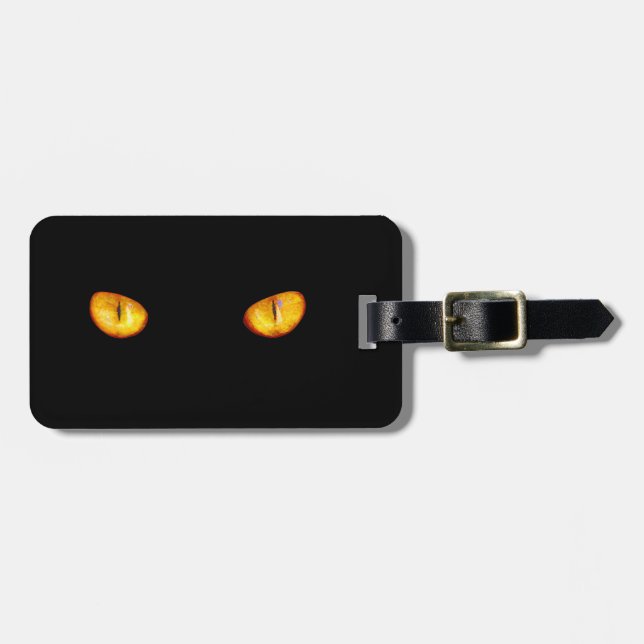 Now He Sees you Black Cat  Luggage Tag (Front Horizontal)