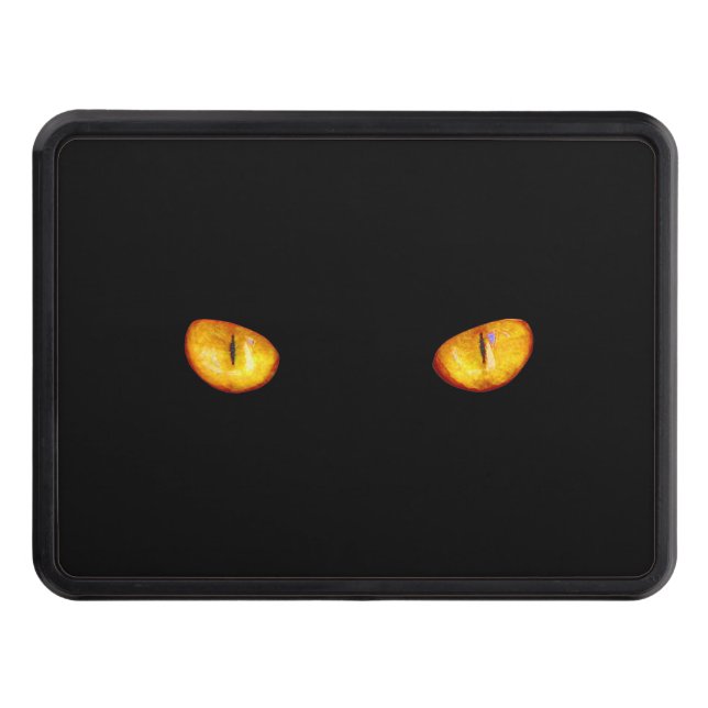 Now He Sees you Black Cat Trailer Hitch Cover (Front)