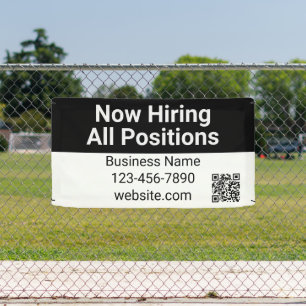 Now Hiring All Positions Business Name QR Code Banner