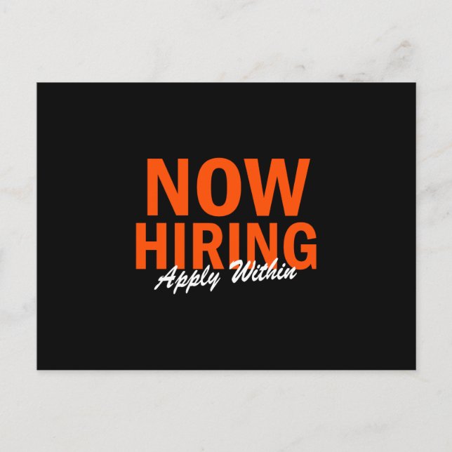 Now Hiring Apply Within Postcard (Front)