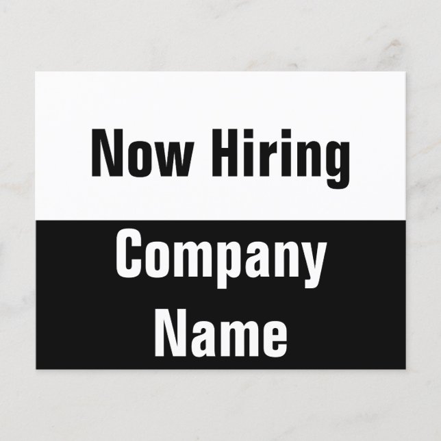Now Hiring Black and White Business Template Flyer (Front)