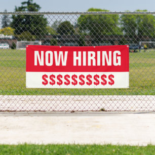 Now Hiring Dollar Signs Large Banner
