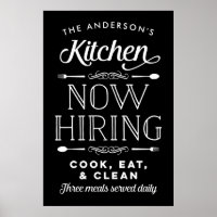 Now Hiring Fun Personalized Custom Kitchen Print