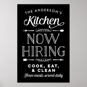 Now Hiring Fun Personalized Custom Kitchen Print