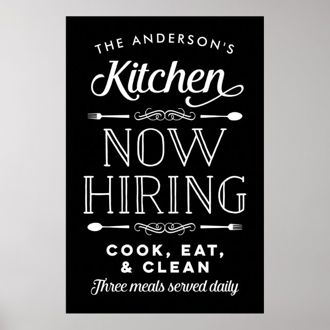 Now Hiring Fun Personalized Custom Kitchen Print (Front)