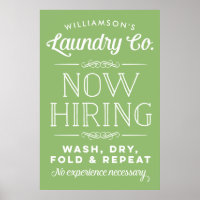 Now Hiring Fun Personalized Laundry Print Green