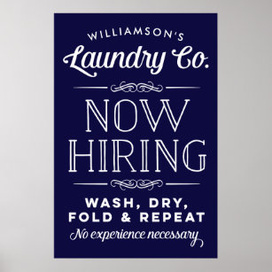 Now Hiring Fun Personalized Laundry Print Navy