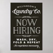 Now Hiring Fun Personalized Laundry Room Print