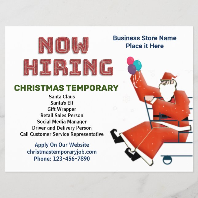 Now Hiring Help Business Christmas Holidays Custom Flyer (Front)