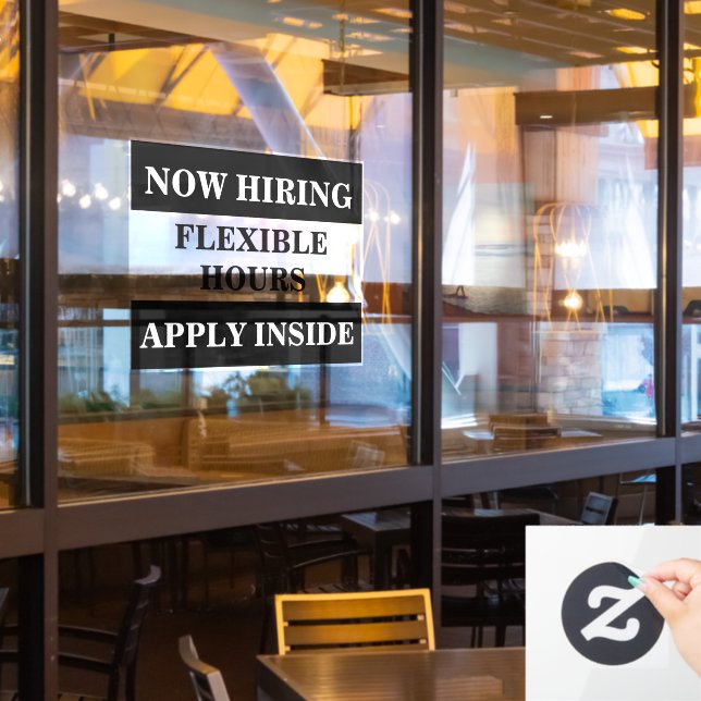 Now Hiring Help Wanted Business Employ Hire Staff Window Cling (Restaurant Window)