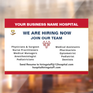 Now Hiring Help Wanted Employee Personalize  Window Cling