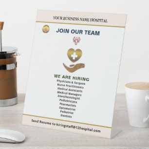 Now Hiring Help Wanted Employees Logo Personalize Pedestal Sign