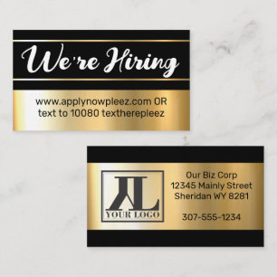 Now hiring help wanted employment job posting business card