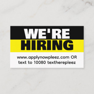 Now hiring help wanted employment job posting business card