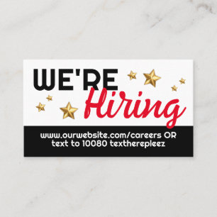 Now hiring help wanted employment job posting business card