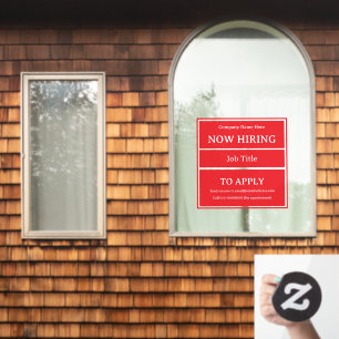 Now Hiring Job Opening Store Business Vacancy Window Cling