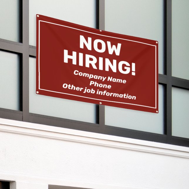 Now Hiring Personalized Banner (Outside Building)