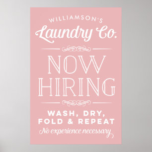 Now Hiring Pink Personalized Laundry Room Print