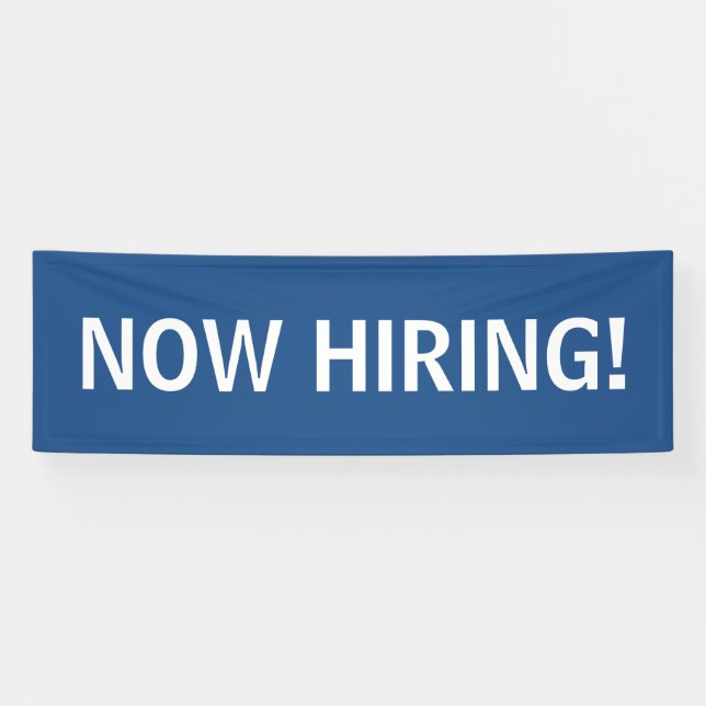 Now hiring simple blue white banner sign (Horizontal)