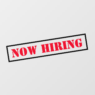 Now Hiring Simple Slanted Professional Business Window Cling