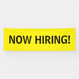Now hiring simple yellow black banner sign