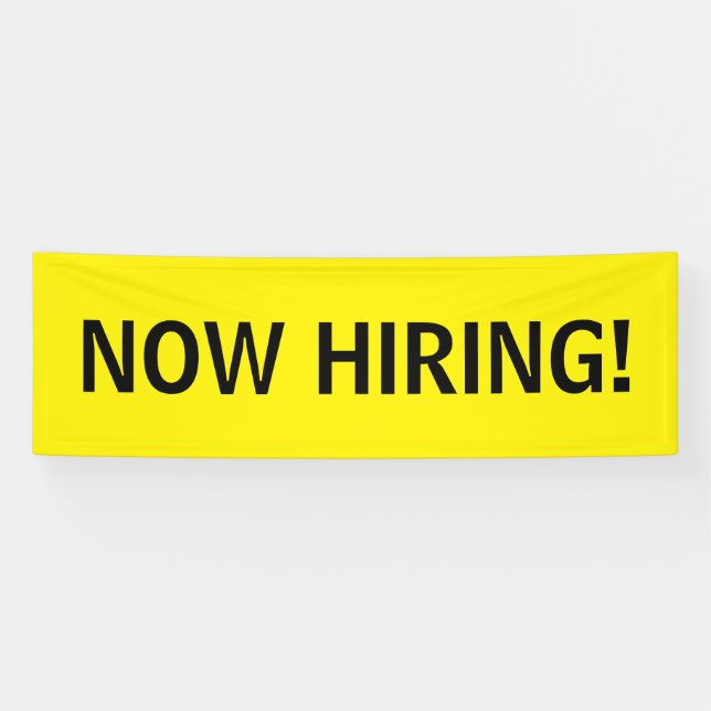 Now hiring simple yellow black banner sign (Horizontal)