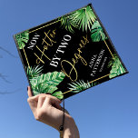 Now Hotter By Two Degrees Graduation Cap Topper<br><div class="desc">You've worked hard, now it's time to stand out! Let our Summer graduation cap topper make your milestone memorable. Featuring a sleek black background, the playful saying 'now hotter by two degrees', lush tropical watercolor palm leaves and personalized with your name and class year, it's a cap topper that just...</div>