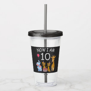 Now I am 10 years old 10th Birthday at the Zoo Acrylic Tumbler
