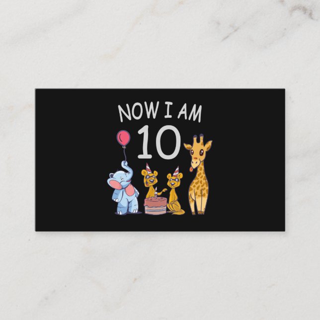 Now I am 10 years old 10th Birthday at the Zoo Enclosure Card (Front)