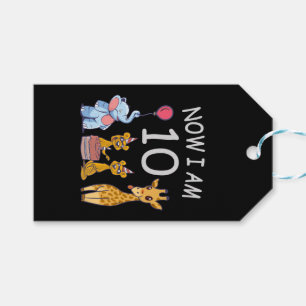 Now I am 10 years old 10th Birthday at the Zoo Gift Tags