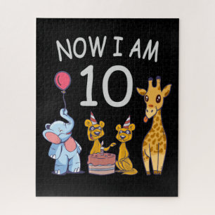 Now I am 10 years old 10th Birthday at the Zoo Jigsaw Puzzle