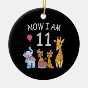 Now I am 11 years old 11th Birthday at the Zoo Ceramic Ornament