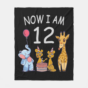 Now I am 12 years old 12th Birthday at the Zoo Fleece Blanket