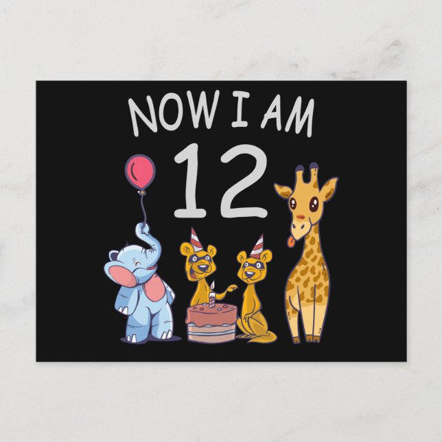 Now I am 12 years old 12th Birthday at the Zoo Postcard (Front)