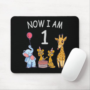 Now I am 1 year old 1st Birthday at the Zoo Baby B Mouse Pad