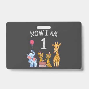 Now I am 1 year old 1st Birthday at the Zoo Badge