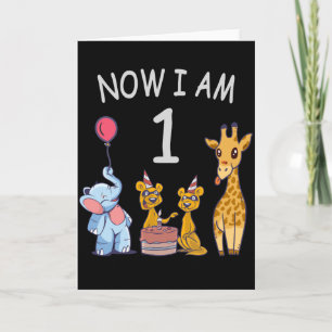 Now I am 1 year old 1st Birthday at the Zoo Card
