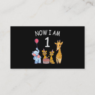 Now I am 1 year old 1st Birthday at the Zoo Enclosure Card